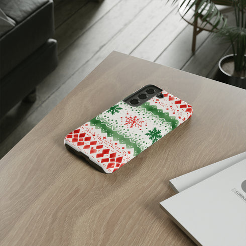Watercolor Christmas Knitting - Impact Resistant Phone Case
